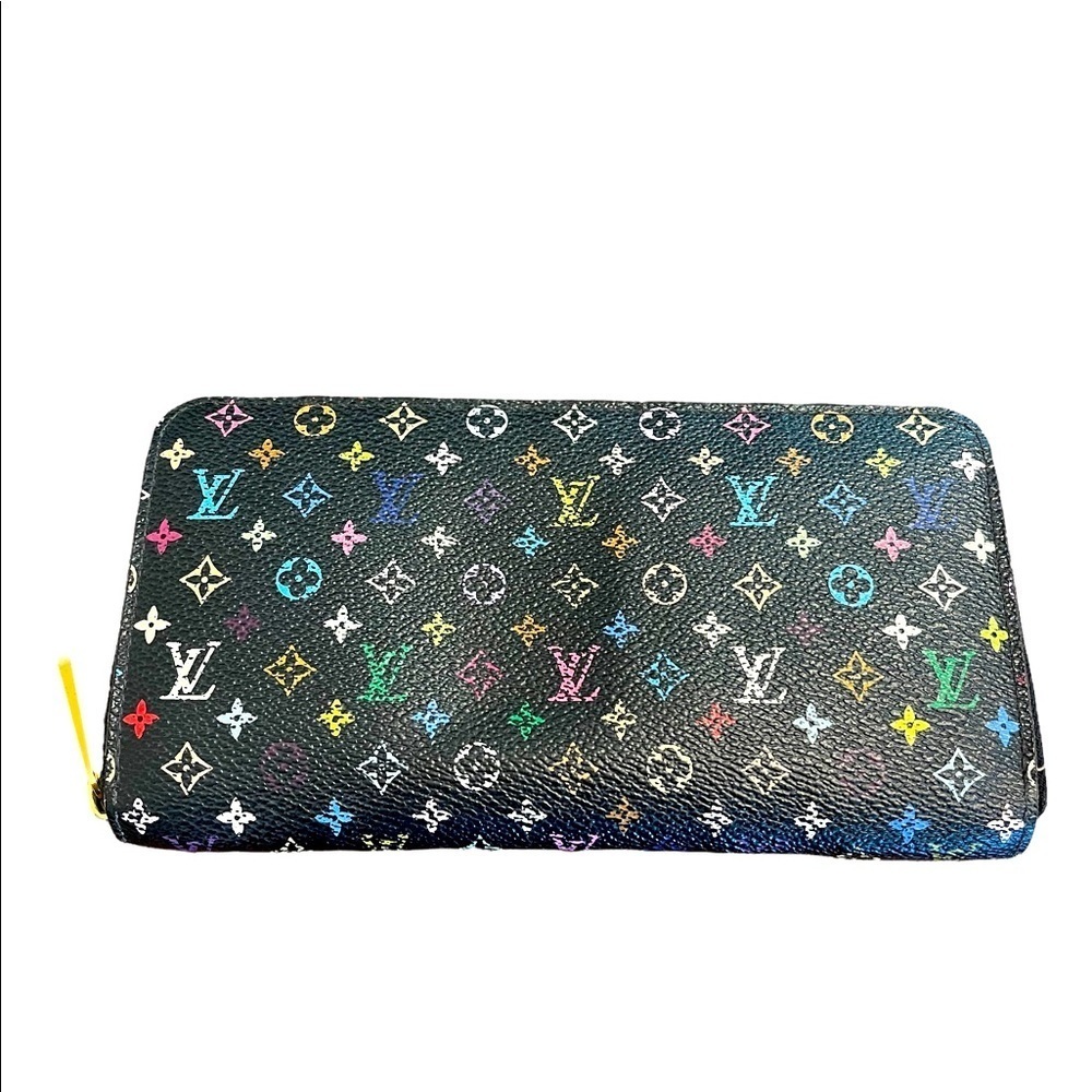 LV LOUIS VUITTON MONOGRAM MULTICOLOR BLACK TAKASHI MURAKAMI ZIPPY WALLET RARE
